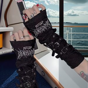 1 Pair Y2K Punk Fingerless Gloves