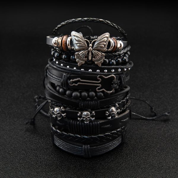 [Punk Gothic Bracelet Set] 10pcs Set - Image 5
