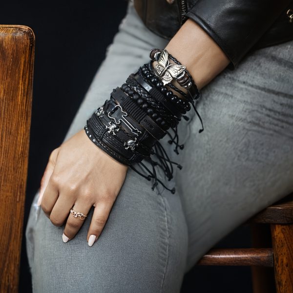[Punk Gothic Bracelet Set] 10pcs Set - Image 6