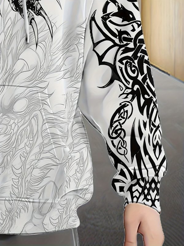 [Dragon Print Zip-Up Hoodie] Men's Dragon Print Zip-Up Hoodie Jacket - Image 7